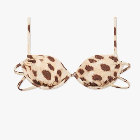 WEWOREWHAT Women's Animal Print Ruched Underwire Bikini Top Leopard L NWT - Picture 5 of 10